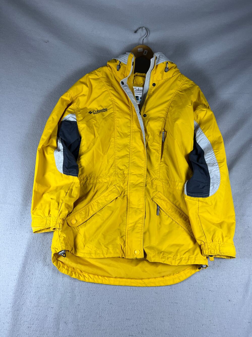 Vintage Columbia Interchange Ski Jacket Womens M Yellow Colorblock Outdoor Sport